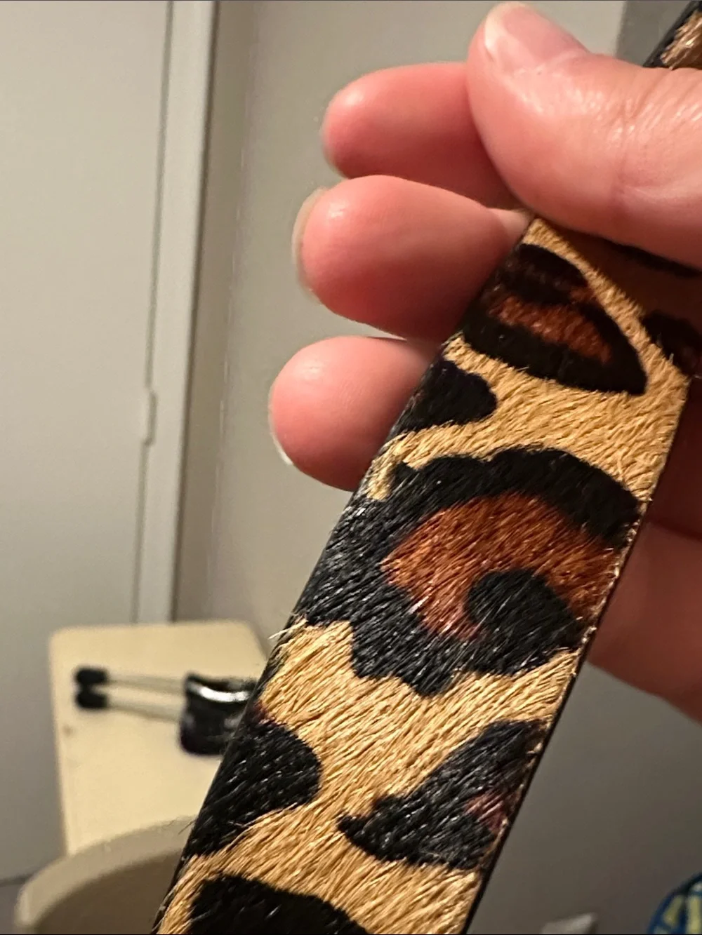 Michael Kors Dark Brown cow fur leather Belt with Gold Buckle